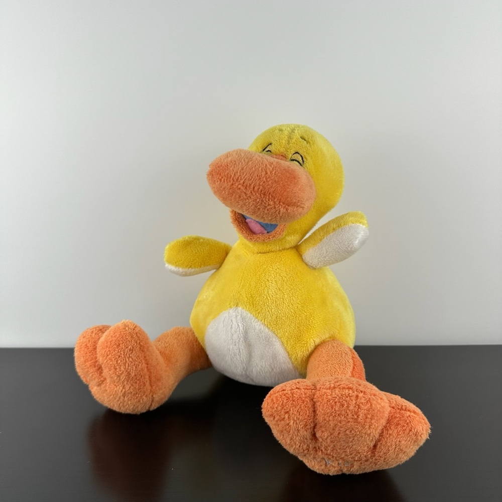Nuby Tickle Toes Laughing Yellow Orange Duck 11” Plush Duckling Sound Works